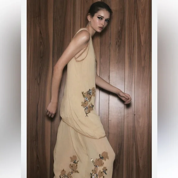 ZARA EMBROIDERED FLOWER TOP DRESS ZW COLLECTION